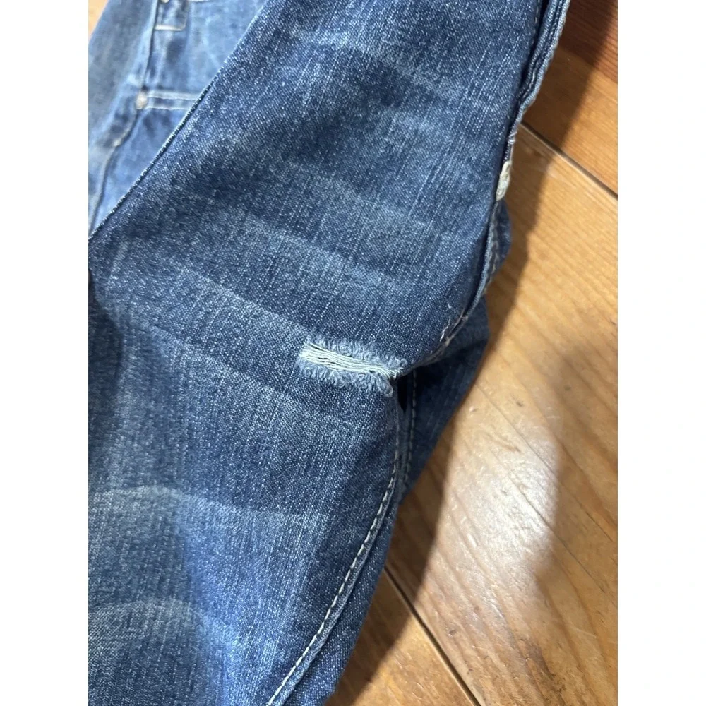 EMCEE Premium Denim Men's Jeans W36 L32 Blue Relaxed Fit Button Fly Distressed